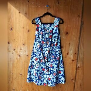 Smart Time Vintage Floral Patterned Cotton Blend Midi Sleeveless House Dress